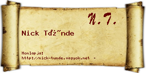 Nick Tünde névjegykártya