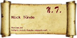 Nick Tünde névjegykártya